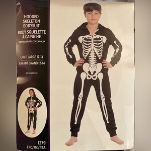 Hooded Skeleton Bodysuit for Kids - Black and White w/ Zipper and Hood